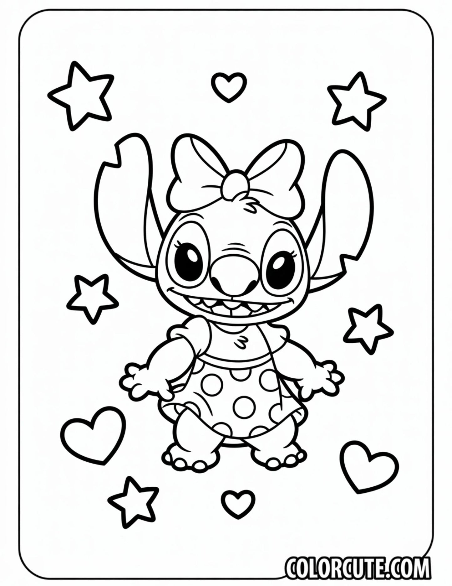 Cute Girl Stitch Coloring Pages | Free PDF Printables
