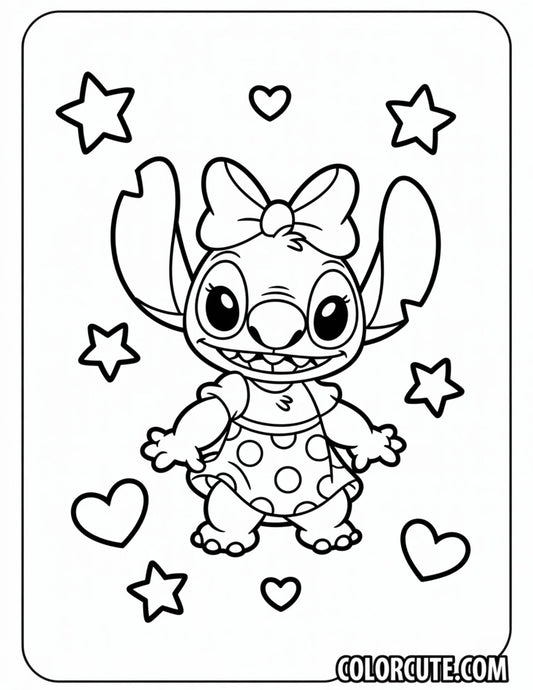 Cute Girl Stitch Coloring Pages | Free PDF Printables