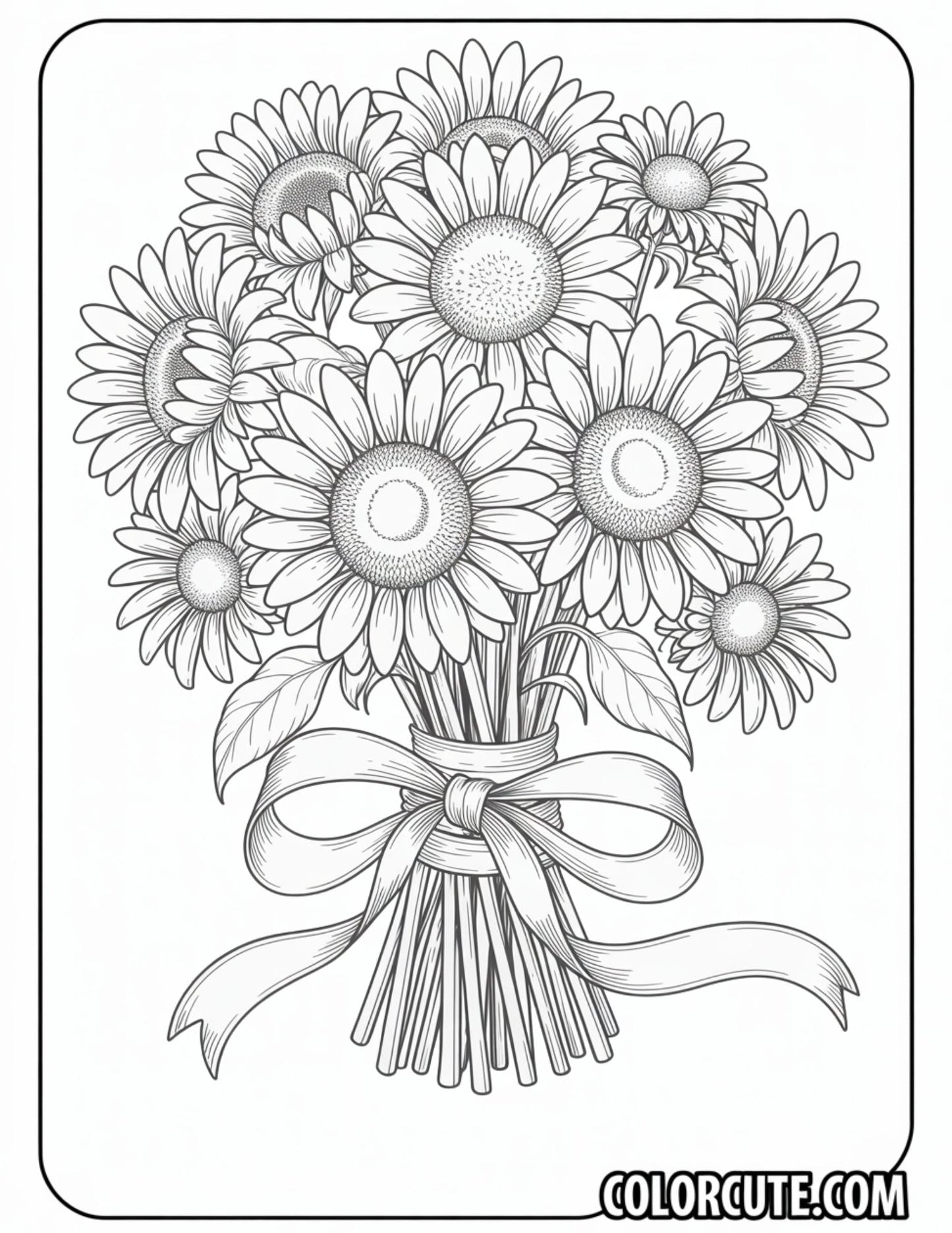 Flower Bouquet Summer Coloring Pages | Free PDF Printables