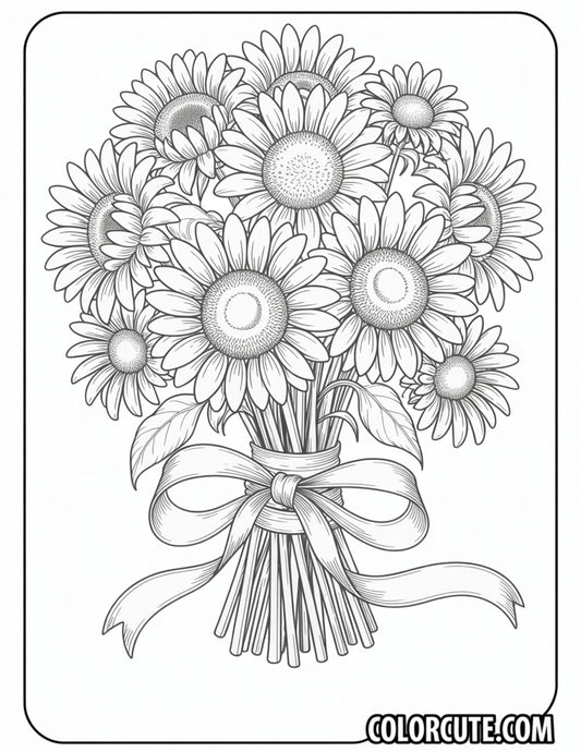 Flower Bouquet Summer Coloring Pages | Free PDF Printables