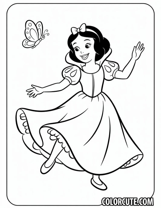 Happy Snow White Coloring Page | Free PDF Printables