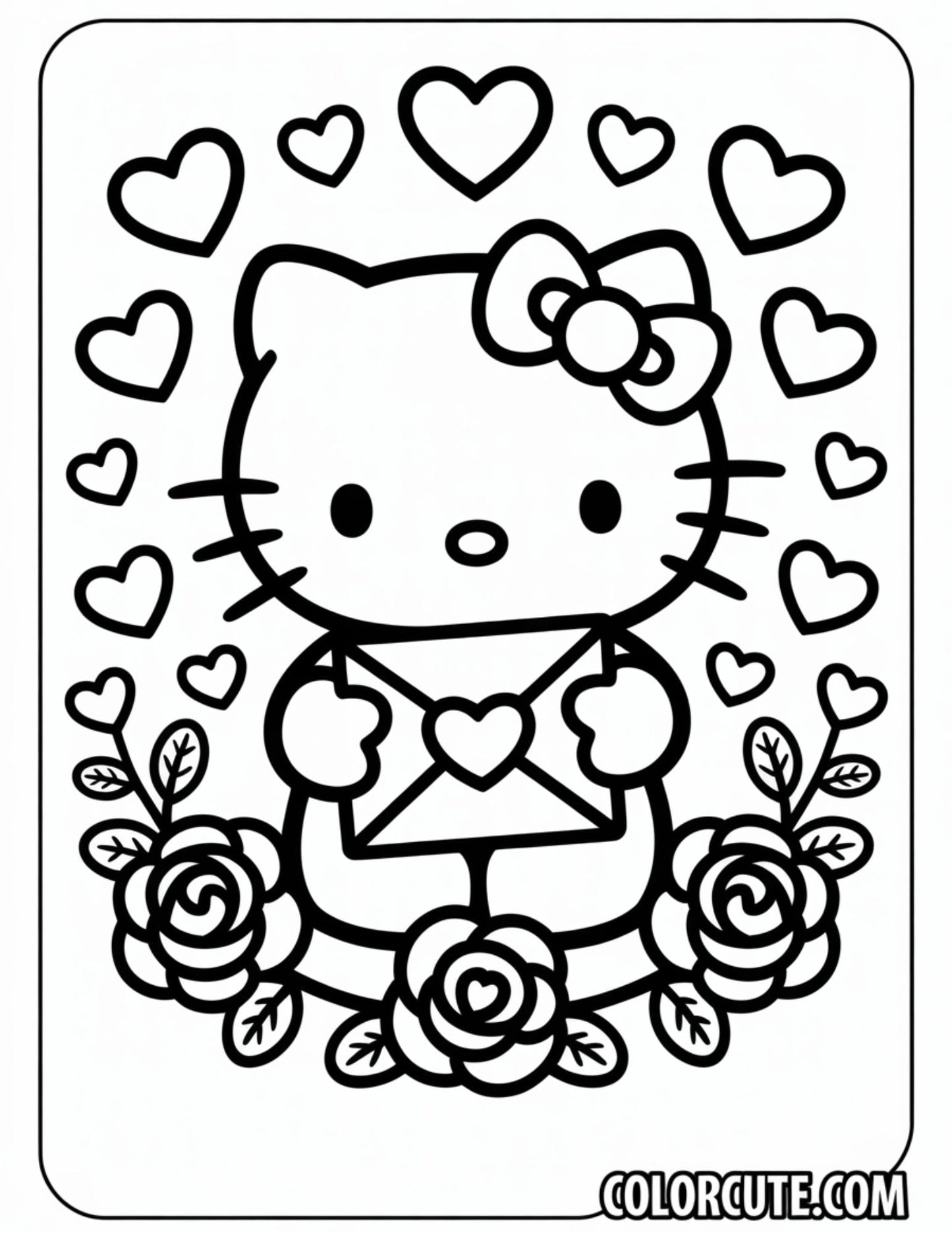 Hello Kitty Valentine Coloring Page | Free PDF Printables