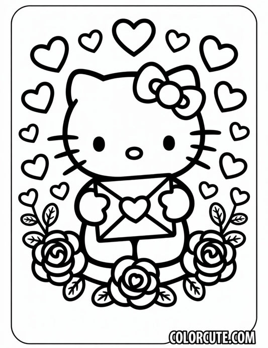 Hello Kitty Valentine Coloring Page | Free PDF Printables