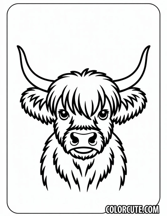 Highland Cow Head Coloring Pages | Free PDF Printables