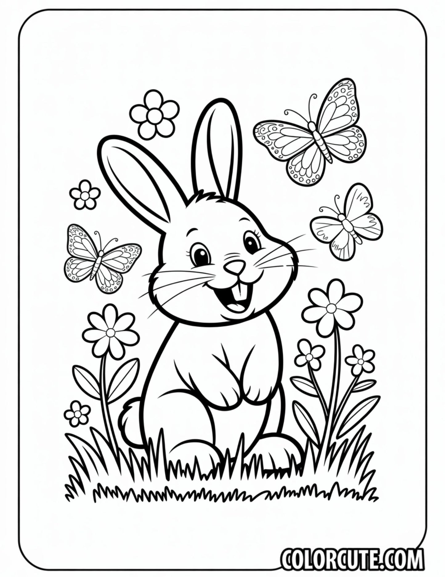 Hopping Bunny Coloring Pages | Free PDF Printables