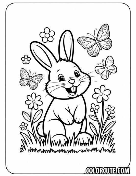 Hopping Bunny Coloring Pages | Free PDF Printables