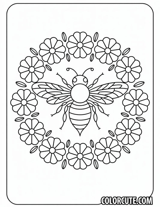 Mandala Bee Coloring Page – Free PDF Printables
