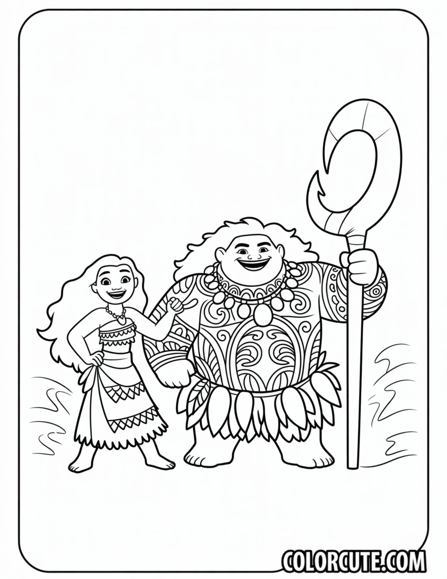 Maui Moana Coloring Page | Free PDF Printables