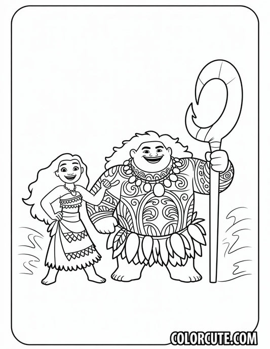 Maui Moana Coloring Page | Free PDF Printables