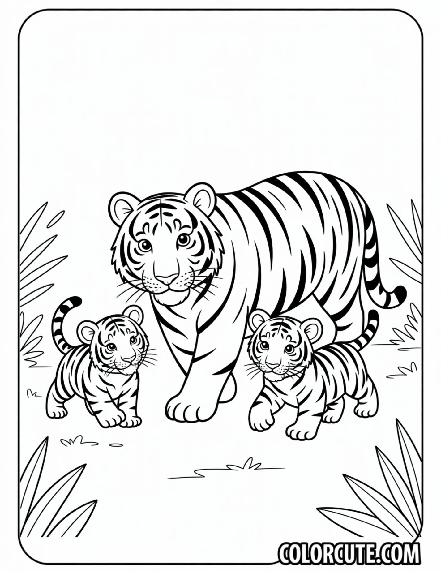 Tiger Family Coloring Pages | Free PDF Printables – Color Cute - Free ...