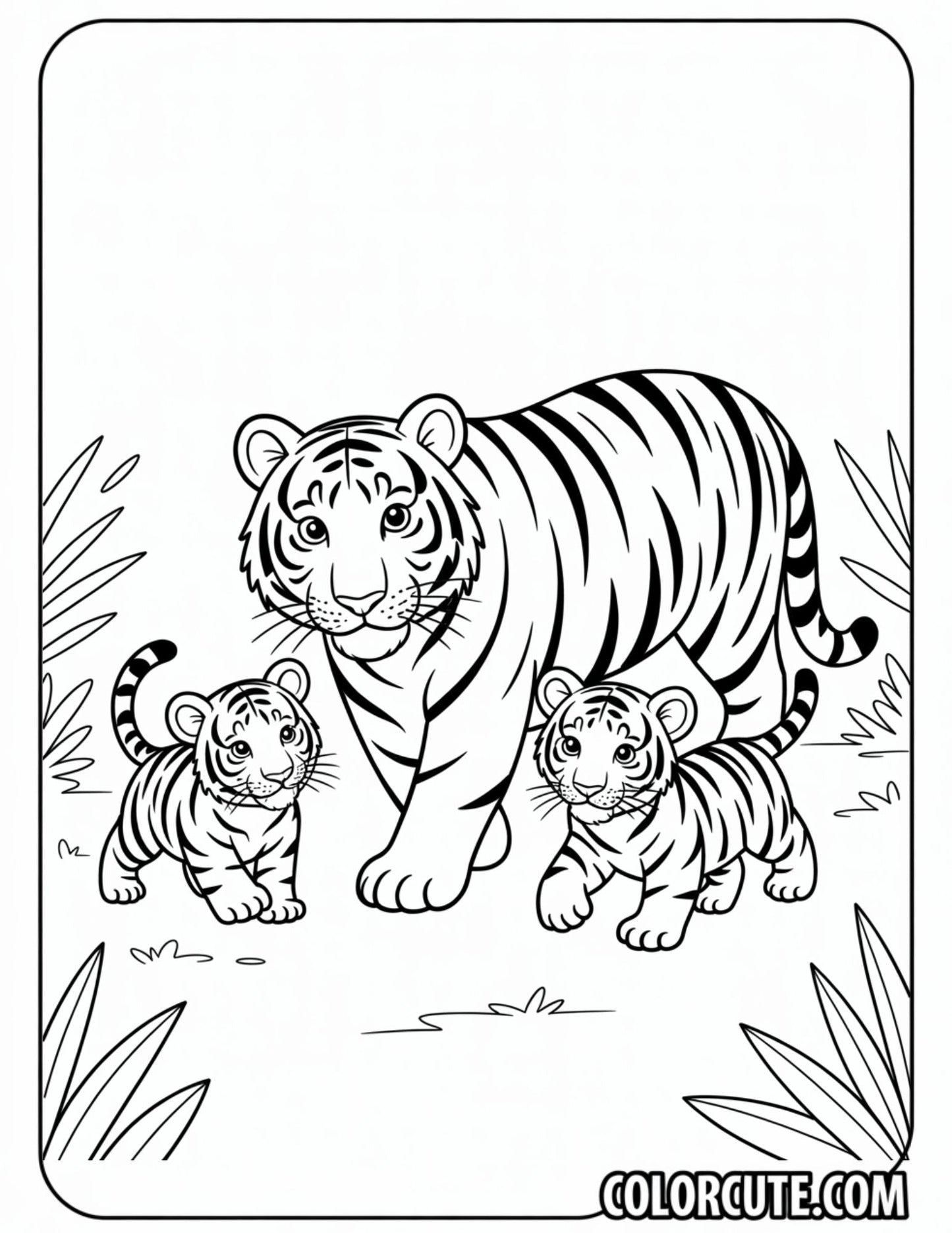 Tiger Family Coloring Pages | Free PDF Printables
