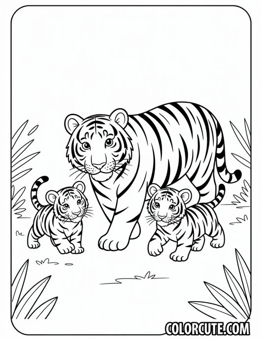 Tiger Family Coloring Pages | Free PDF Printables