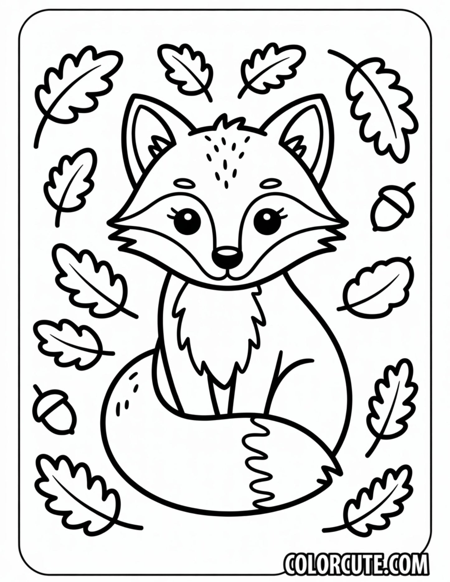 Autumn Leaves Fox Coloring Pages | Free PDF Printables