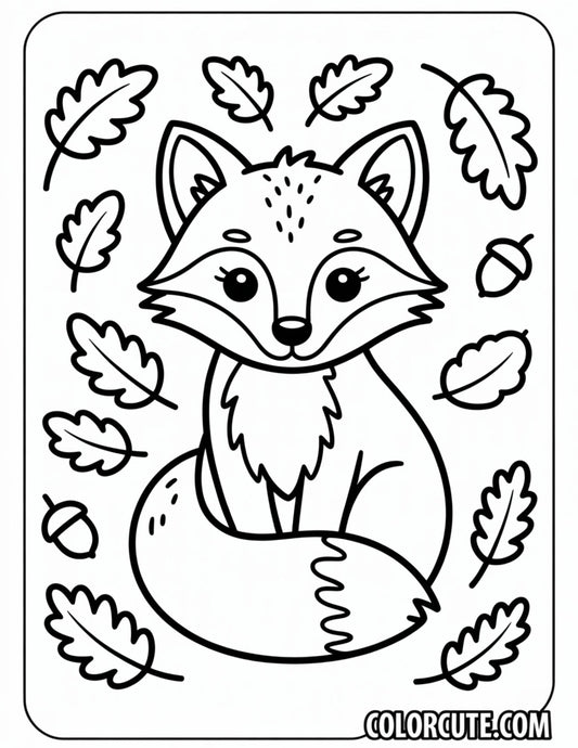 Autumn Leaves Fox Coloring Pages | Free PDF Printables