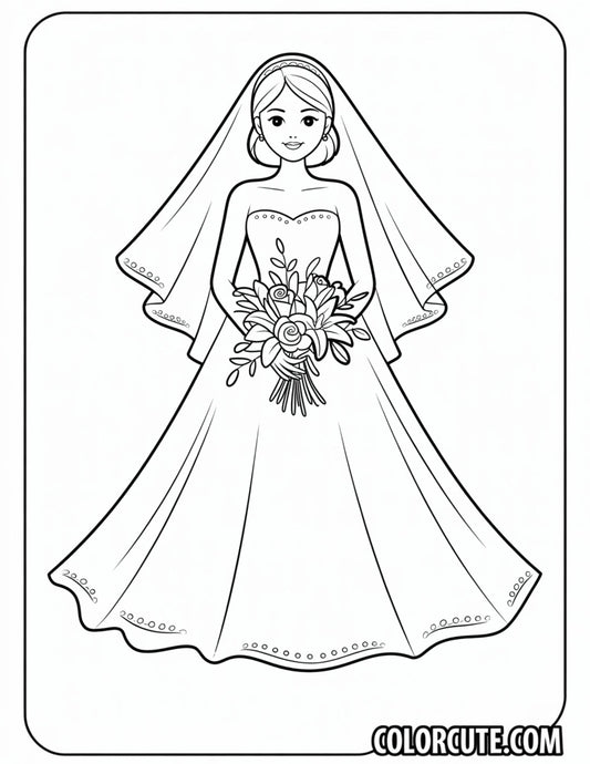 Bridal Fashion Girl Coloring Pages | Free PDF Printables