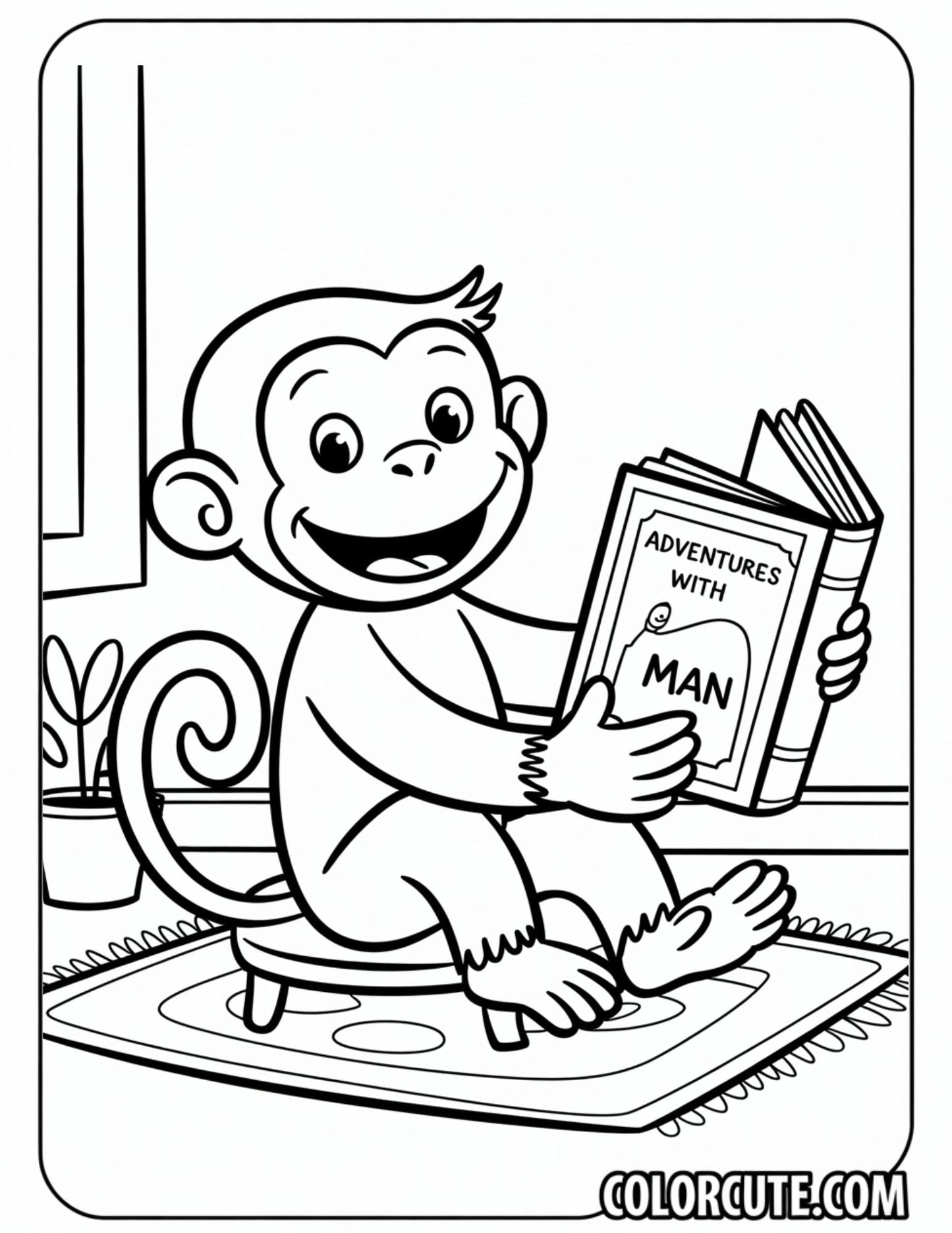 Curious George Monkey Coloring Page Free PDF Printables