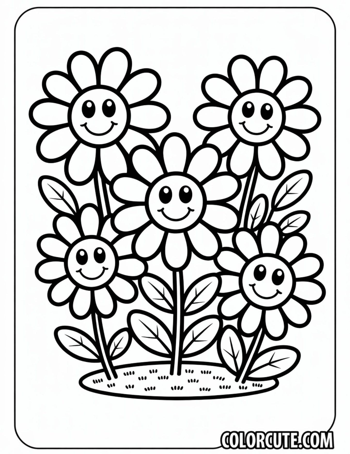 Flower Bold and Easy Coloring Pages | Free PDF Printables