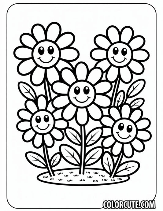 Flower Bold and Easy Coloring Pages | Free PDF Printables