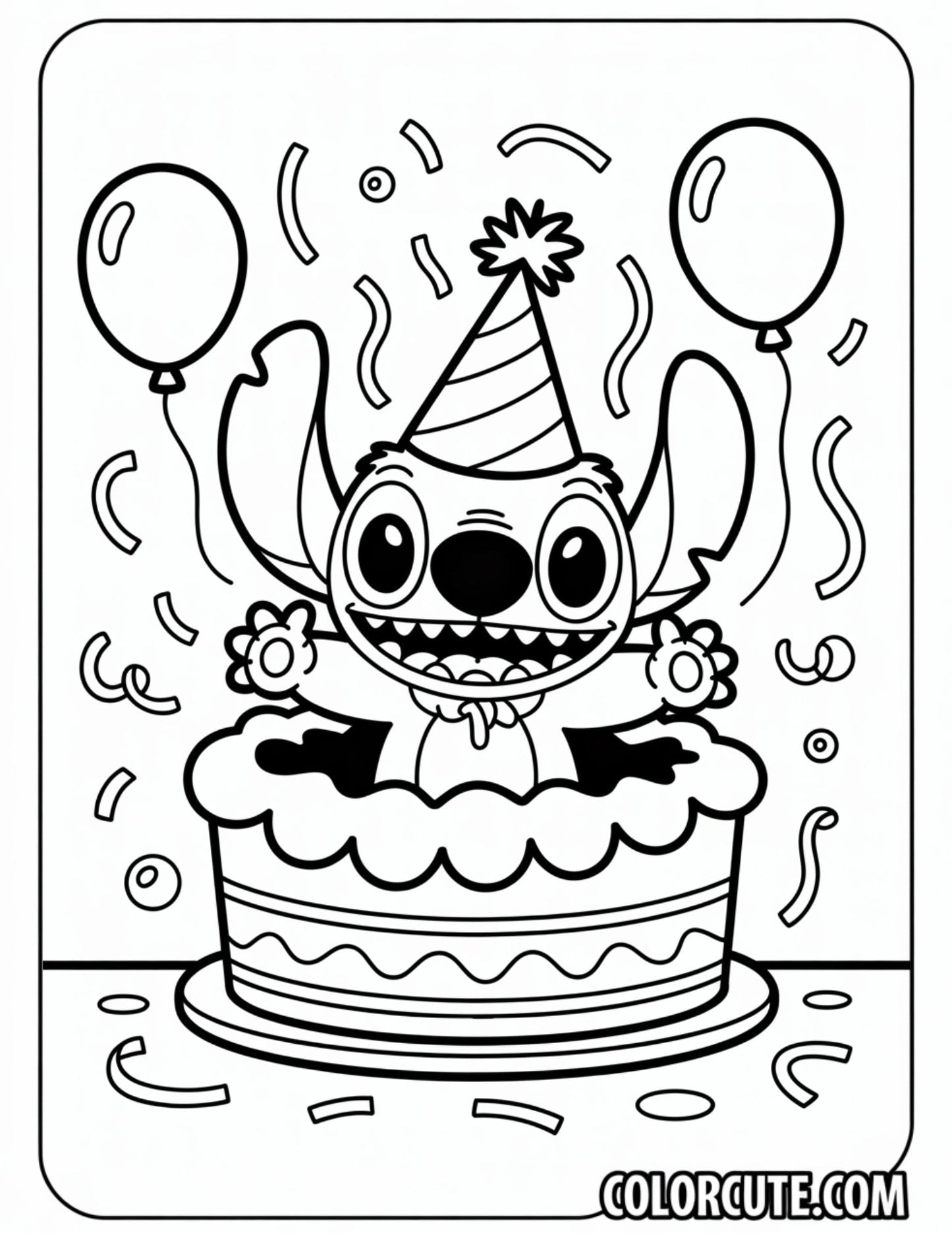 Happy Birthday Stitch Coloring Page | Free PDF Printables