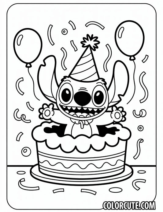 Happy Birthday Stitch Coloring Page | Free PDF Printables