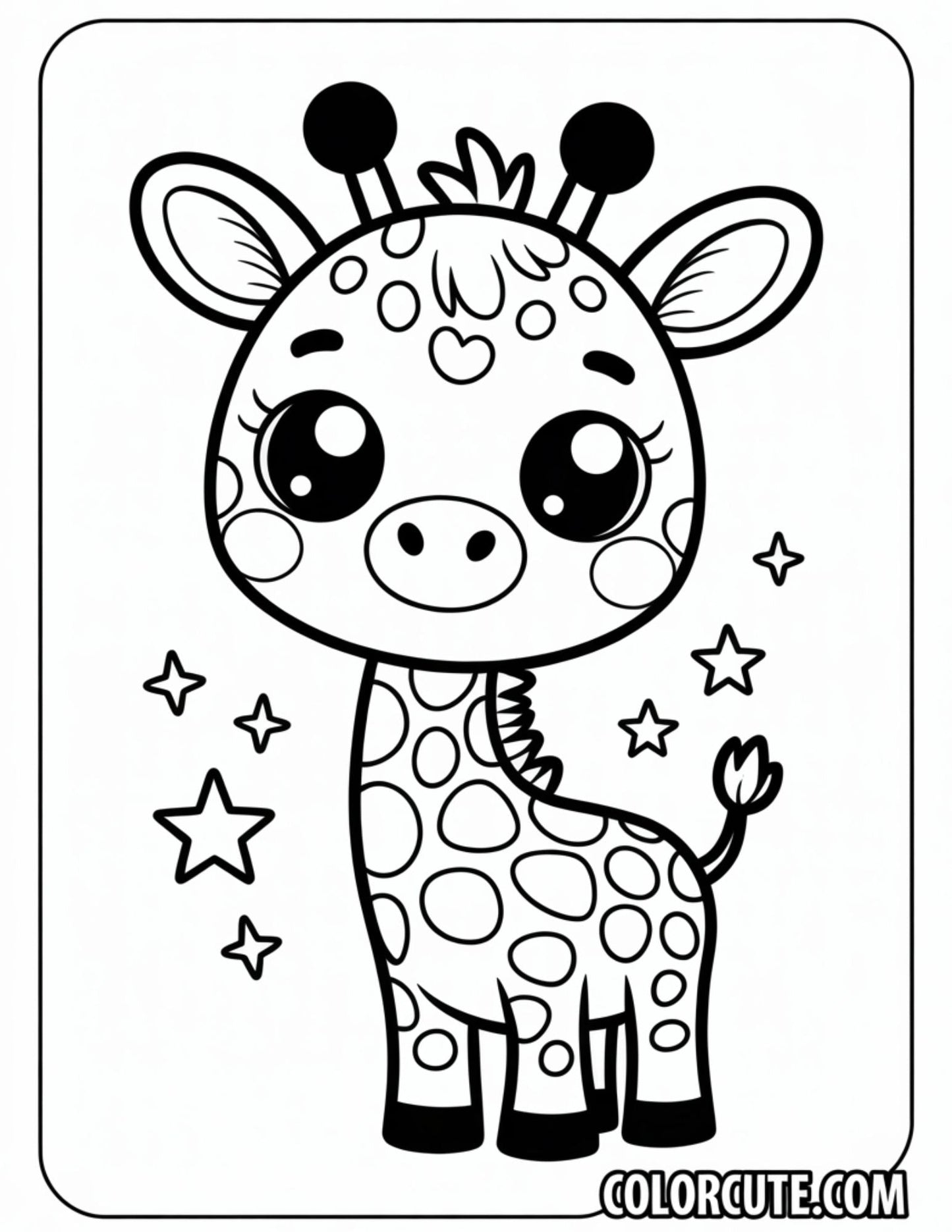 Kawaii Giraffe Coloring Pages | Free PDF Printables