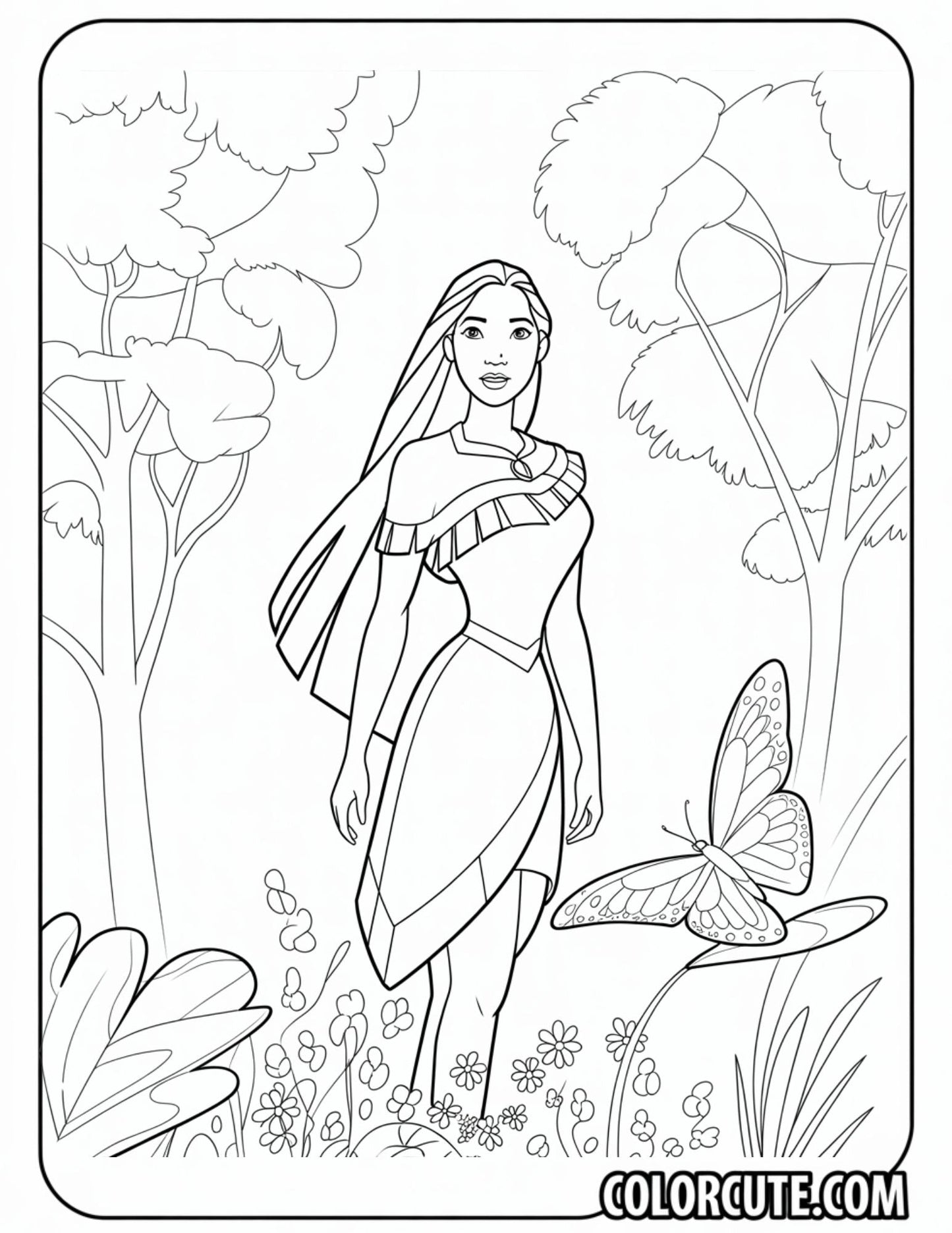 Nature Pocahontas Coloring Pages | Free PDF Printables