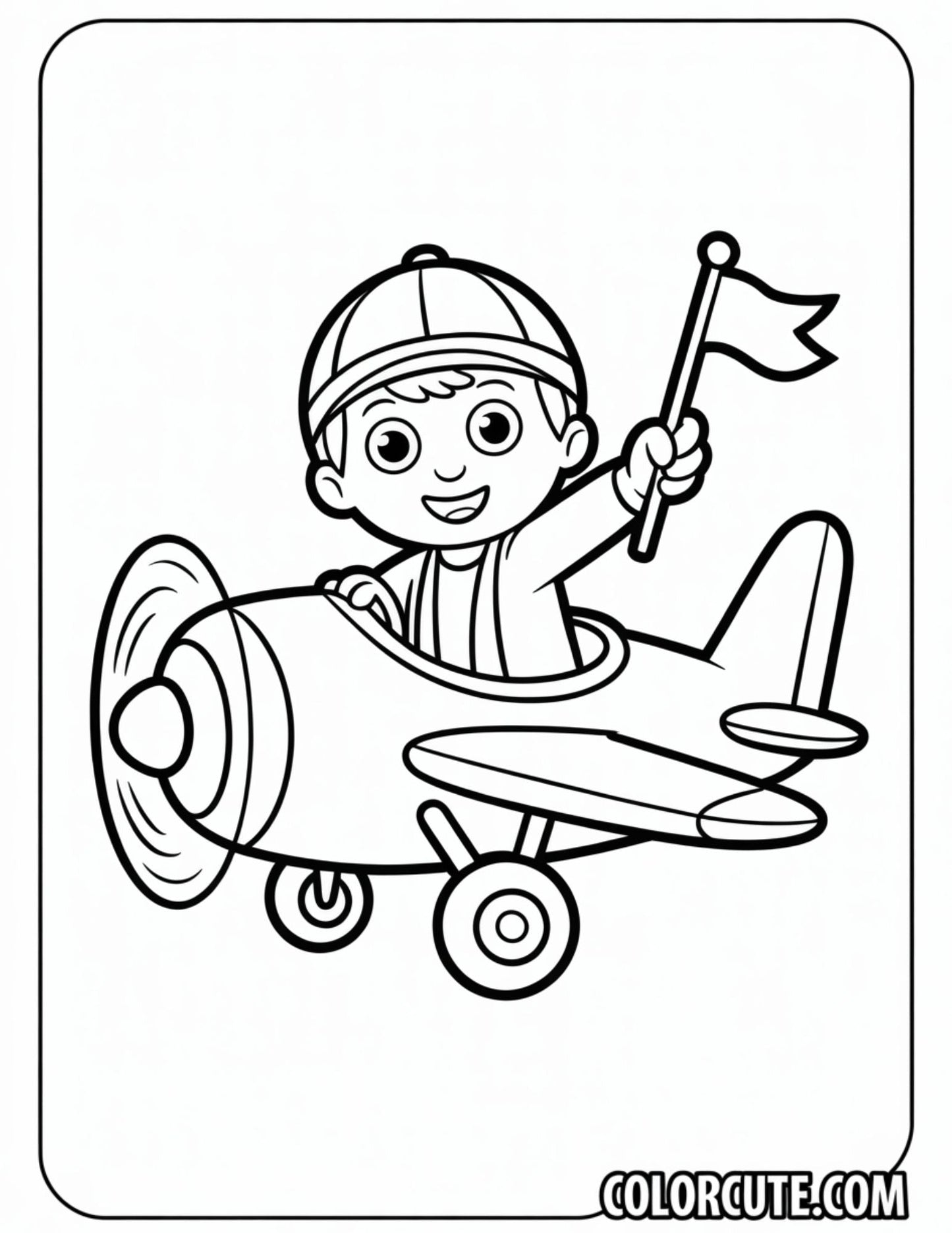 Pilot Kid Airplane Coloring Pages | Free PDF Printables