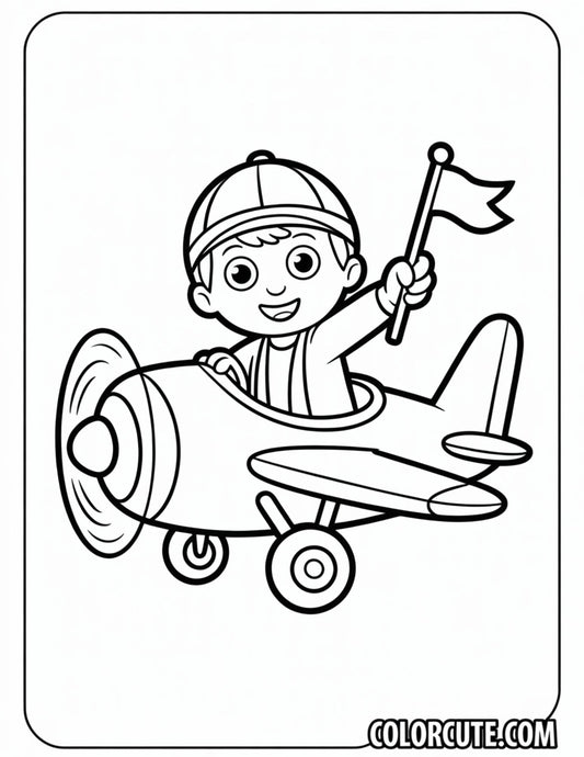 Pilot Kid Airplane Coloring Pages | Free PDF Printables