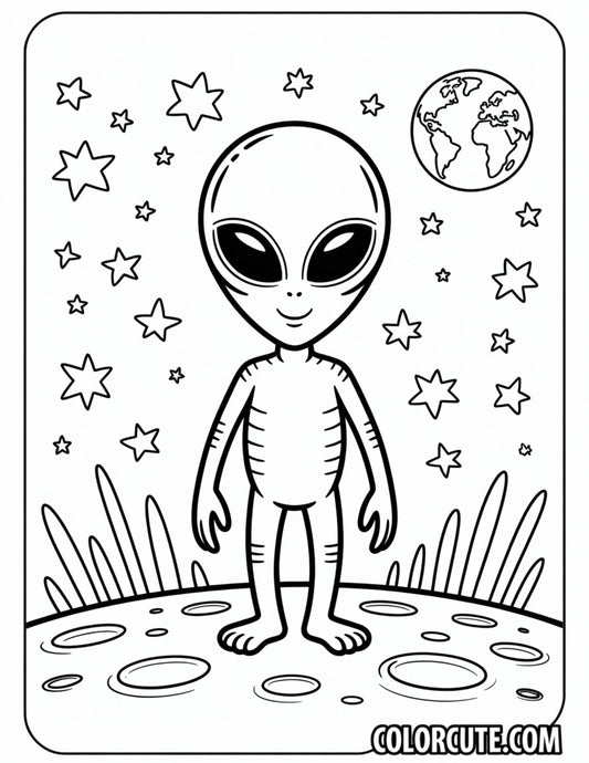 Space Alien Coloring Pages Free PDF Printables