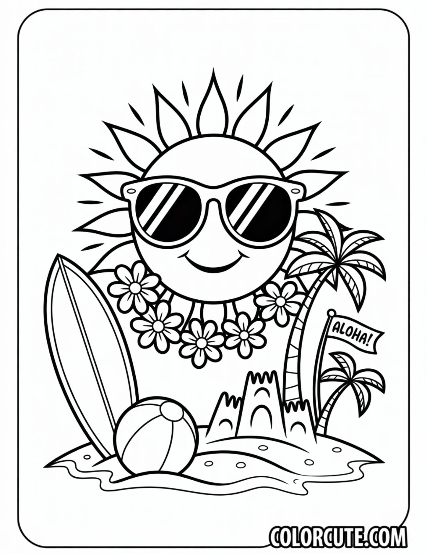 Summer Sun Coloring Page | Free PDF Printables