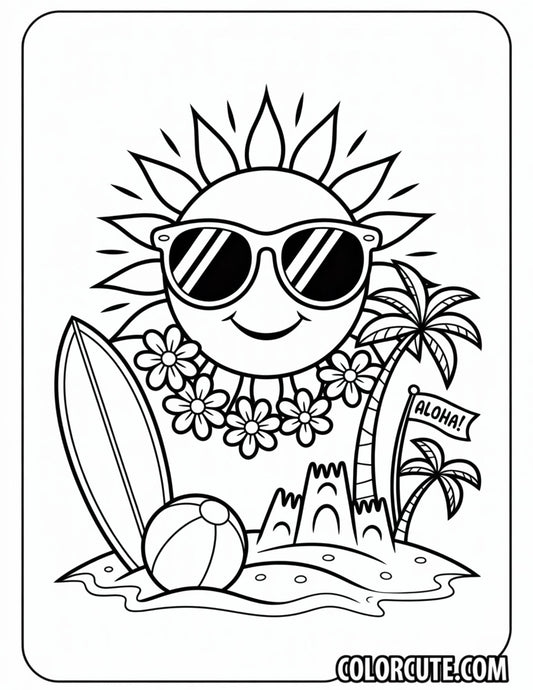 Summer Sun Coloring Page | Free PDF Printables