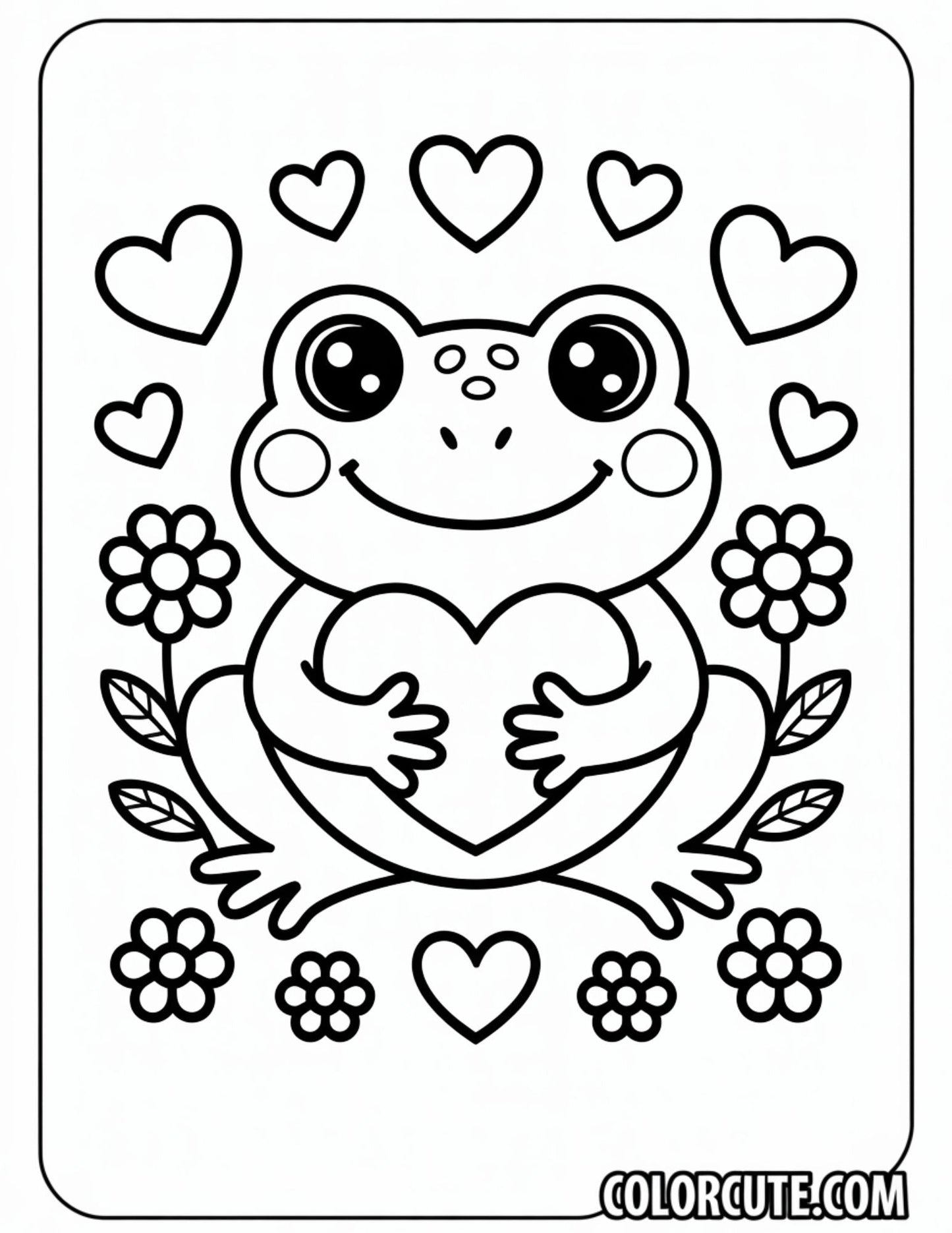 Valentines Frog Coloring Pages | Free PDF Printables