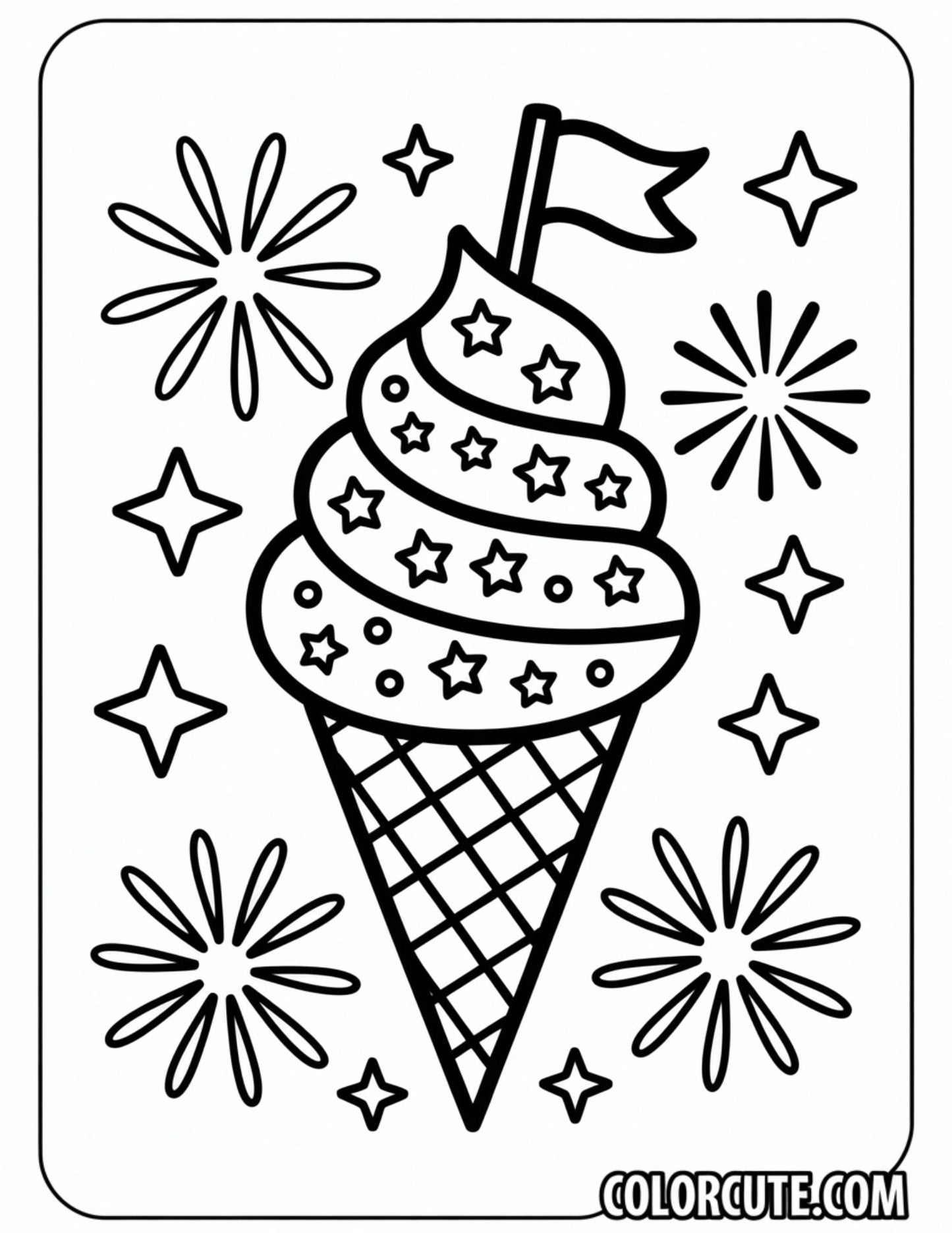 4th of July Ice Cream Coloring Pages | Free PDF Printables