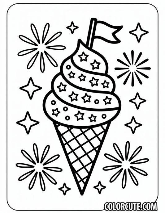 4th of July Ice Cream Coloring Pages | Free PDF Printables