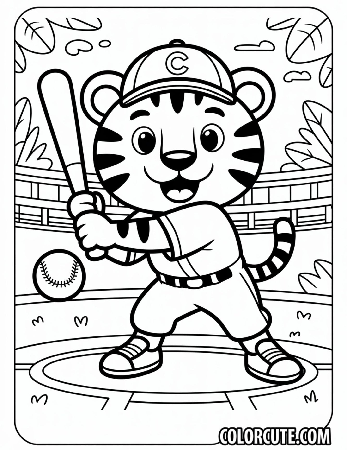 Baseball Tiger Coloring Pages | Free PDF Printables