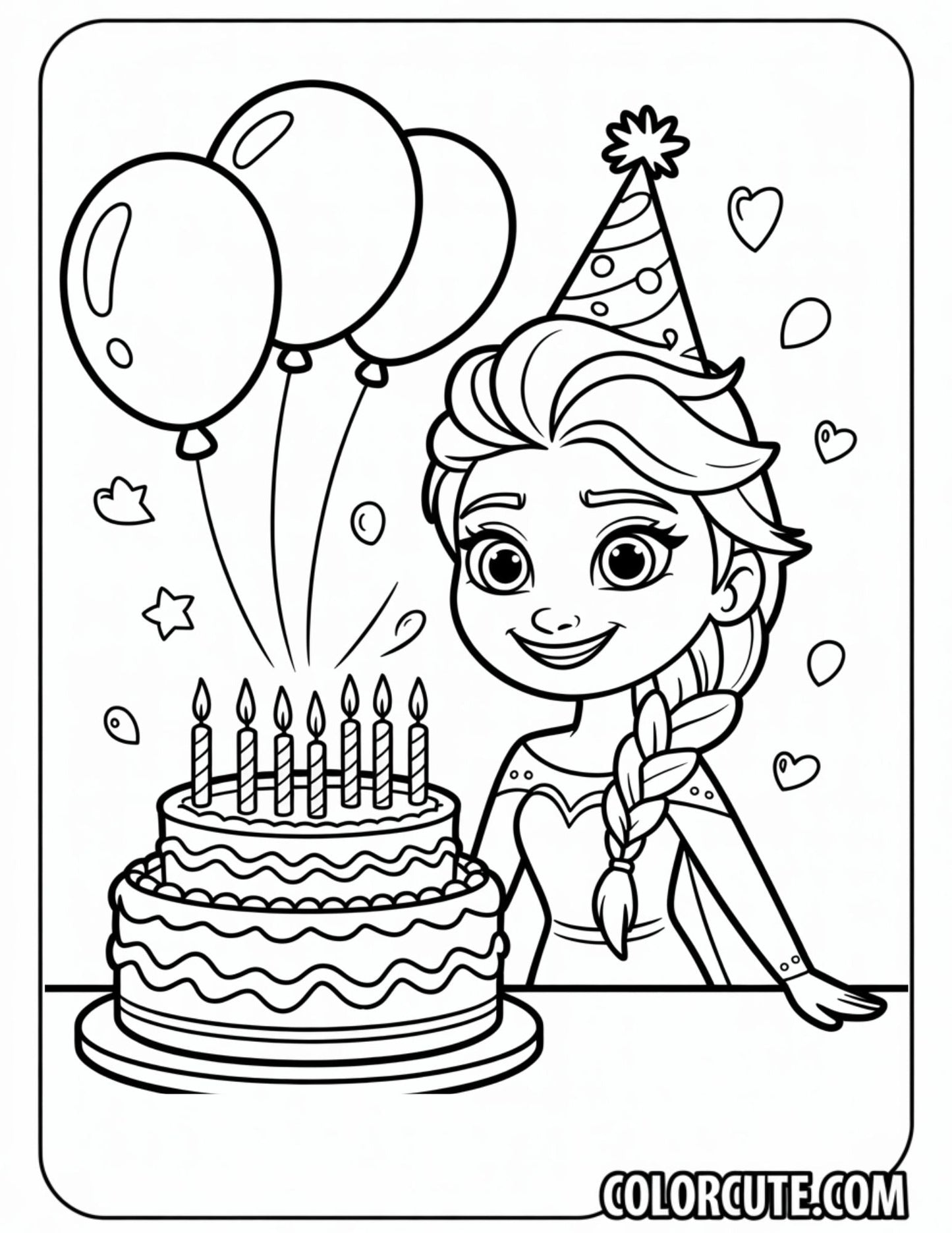 Birthday Elsa Coloring Pages | Free PDF Printables