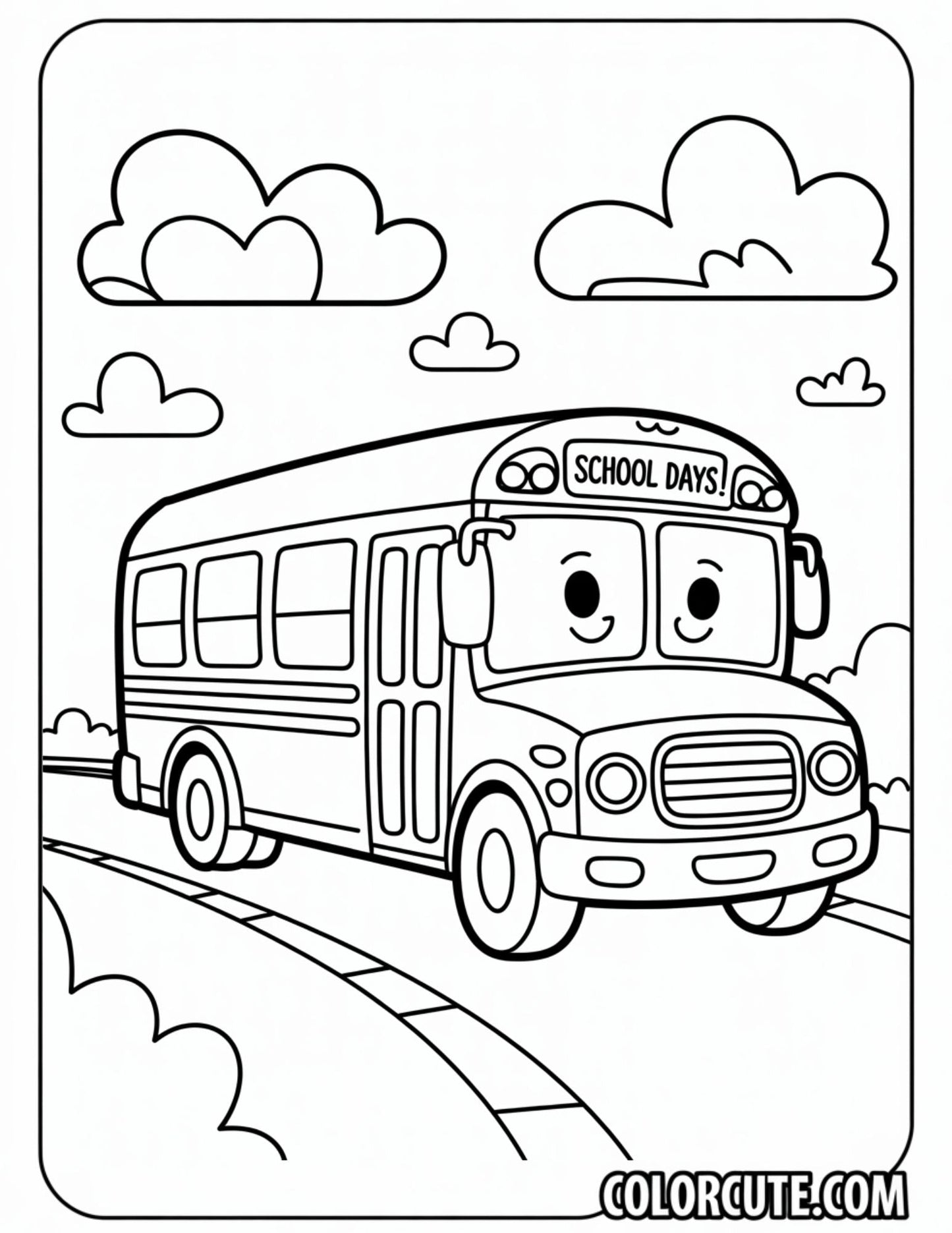 Bus Preschool Coloring Page | Free PDF Printables