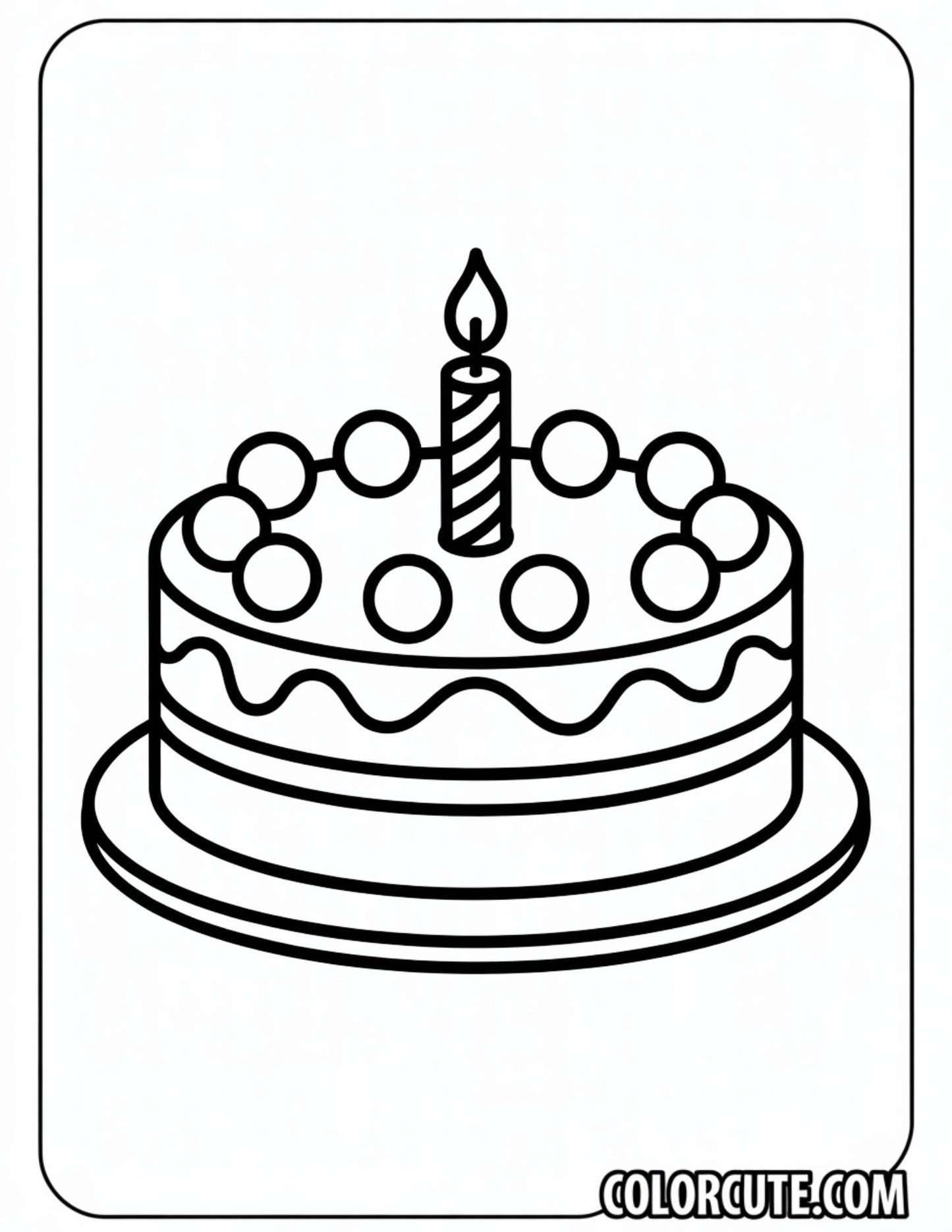 Cake Simple Coloring Pages | Free PDF Printables