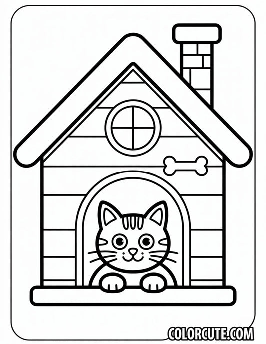 Cat House Coloring Pages | Free PDF Printables