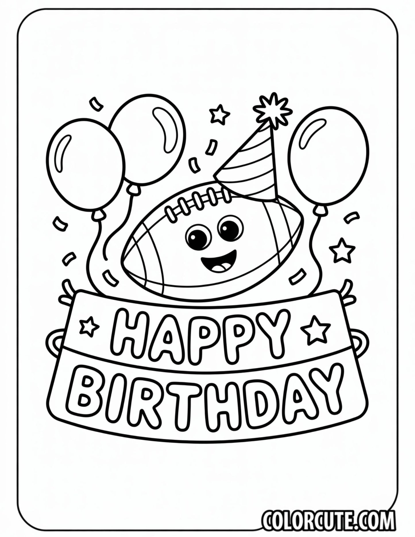 Happy Birthday Football Coloring Pages | Free PDF Printables