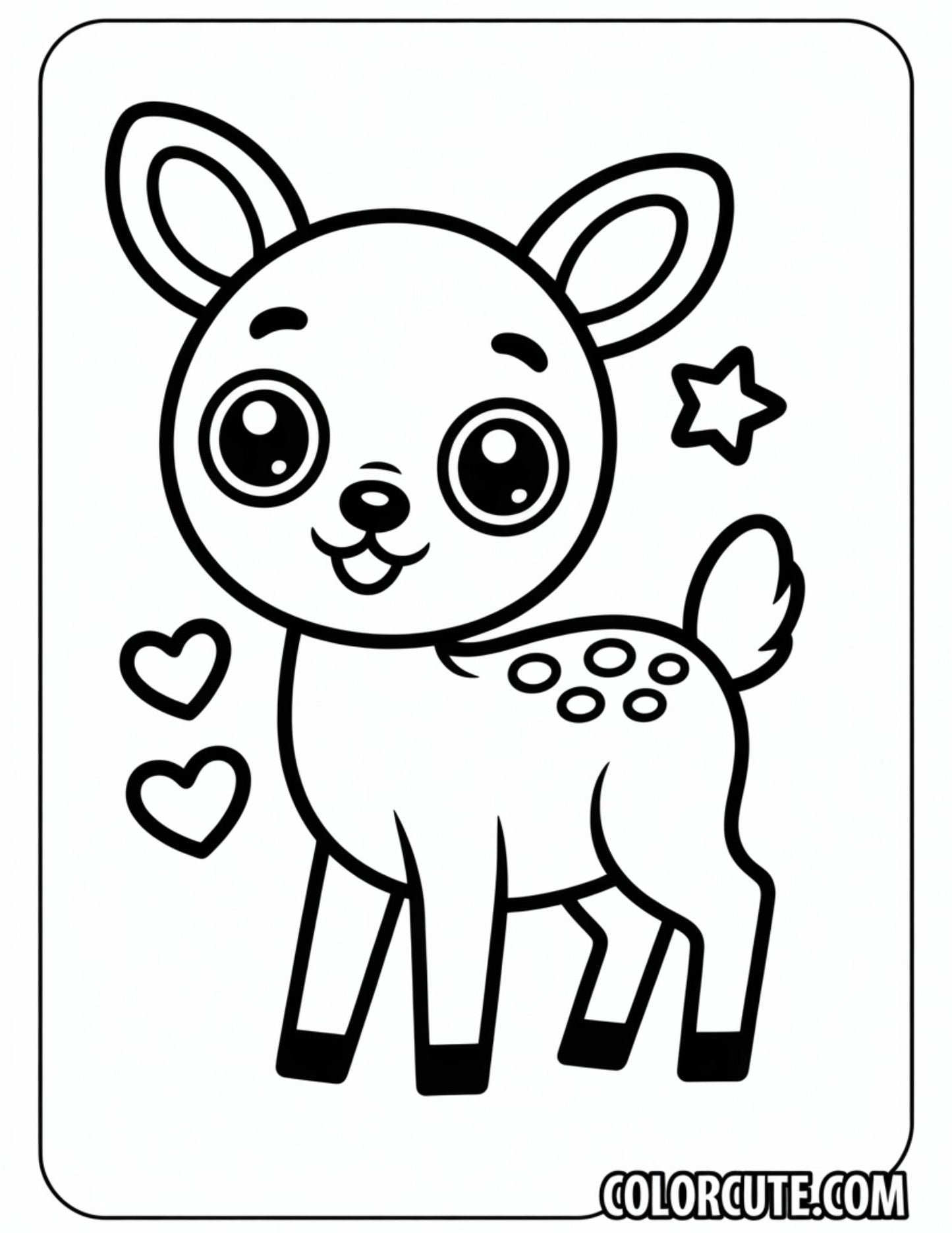 Kawaii Deer Coloring Pages - Free PDF Printables