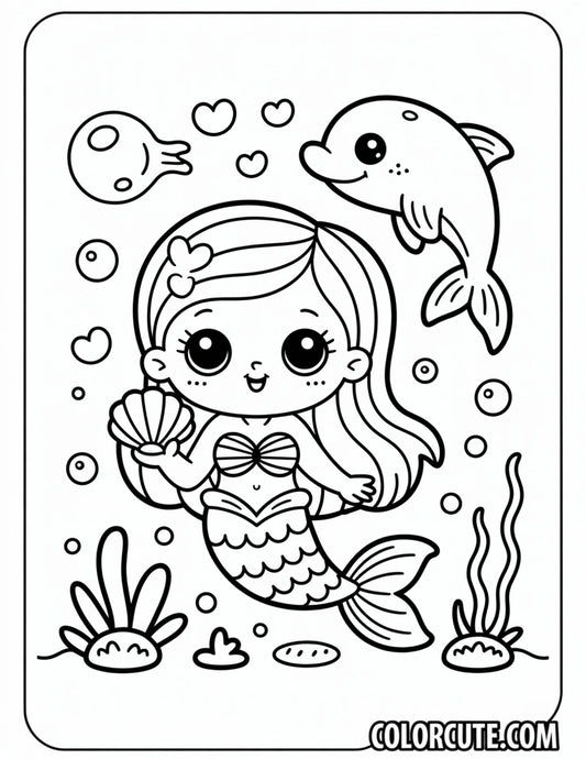 Kawaii Mermaid Coloring Pages | Free PDF Printables