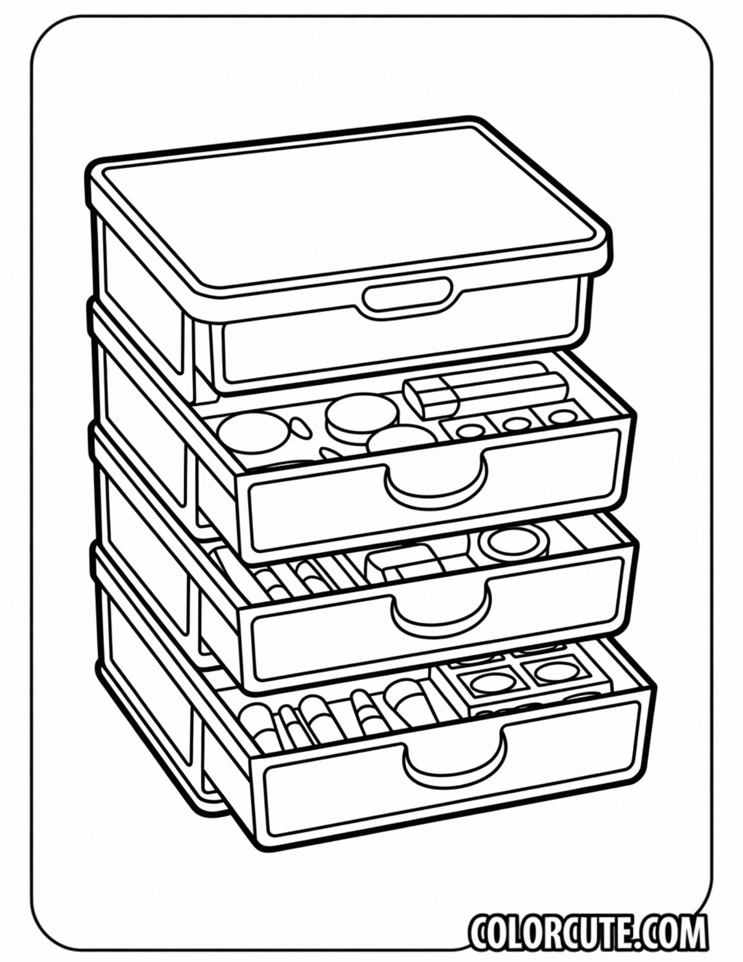 Makeup Storage Coloring Page | Free PDF Printables