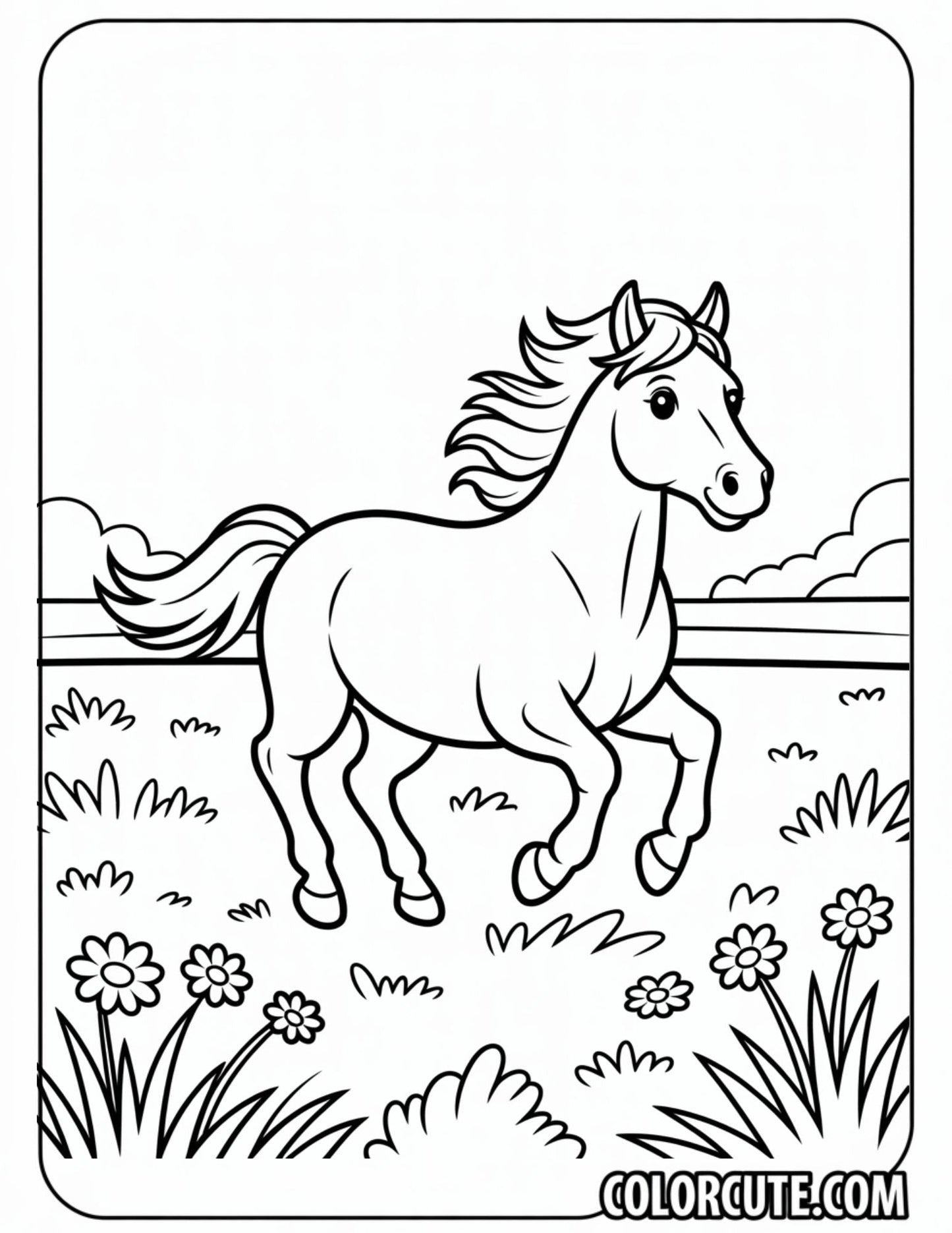 Running Horse Coloring Pages | Free PDF Printables