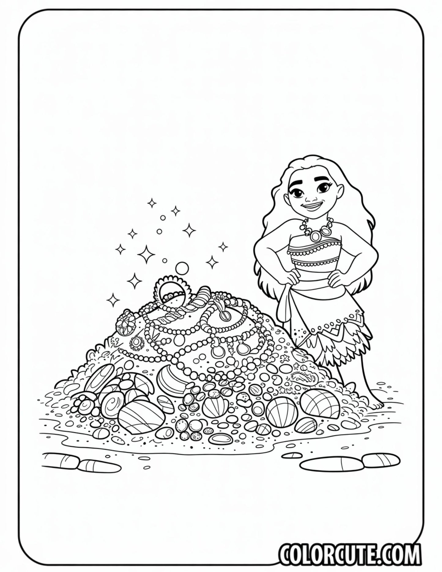 Shiny Moana Coloring Page | Free PDF Printables