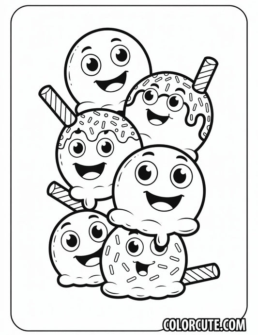 Stacked Ice Cream Faces Coloring Page | Free PDF Printables