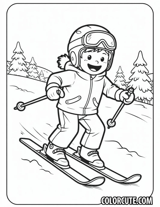 Winter Skiing Coloring Pages | Free PDF Printables