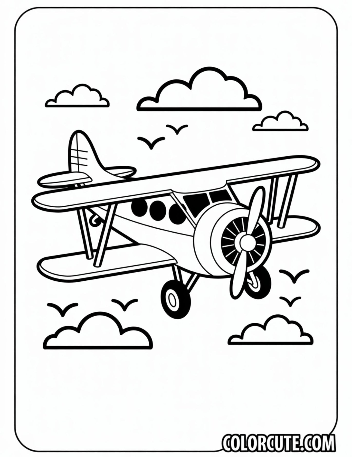 Biplane Airplane Coloring Pages | Free PDF Printables