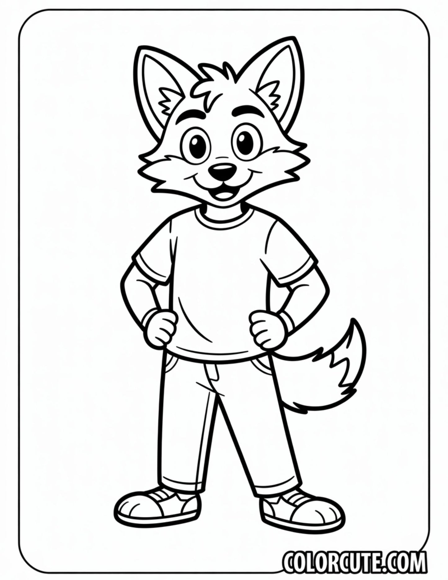 Cartoon Standing Fox Coloring Pages | Free PDF Printables