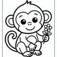Cute Monkey Coloring Page Free PDF Printables